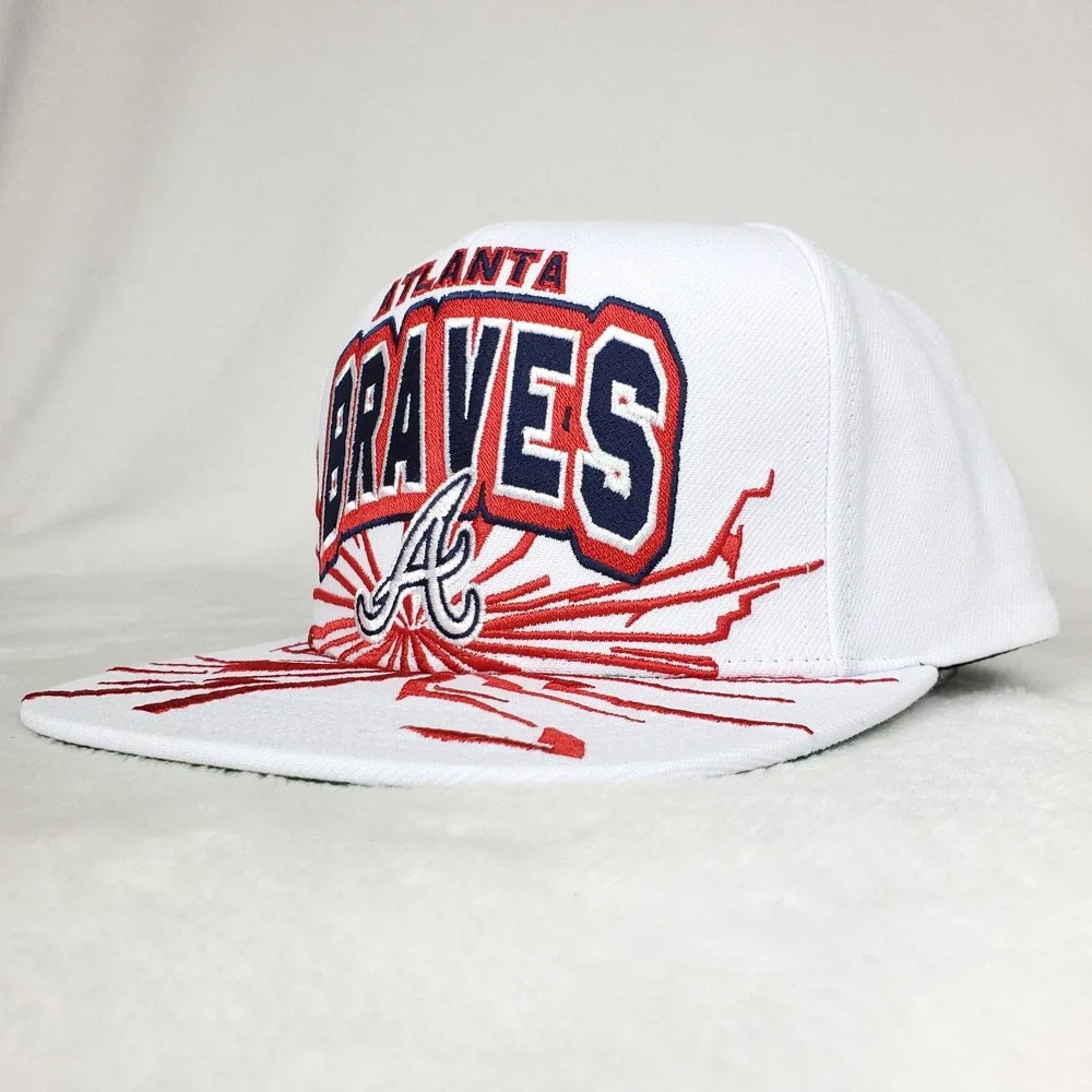 Atlanta Braves Mitchell & Ness‎ MLB Snapback Hat Cap Earthquake Art White NWT